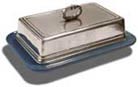 covered butter dish - blue