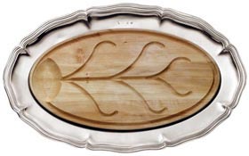 блюдо овальное с фигурным краем с дополнительной вставкой из дерева (Engrave personalized)