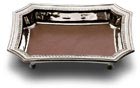 Pocket change tray with leather insert
