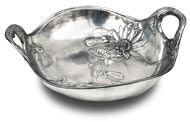 bowl with handle and feet - flowers (Engrave personalized)