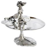 footed tray - nude bathing beauty and frog on a pond (Engrave personalized)