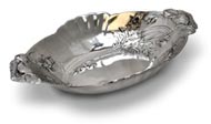 personalized oval bowl with handles - poppies