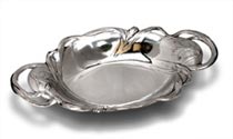 personalized oval bowl with handles - flowers and leaves
