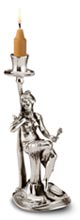 candlestick - sitting woman holding a bouquet of flowers (Engrave personalized)