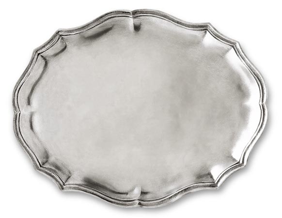 Tablett oval antik stil, Grau, Zinn, cm 25x19