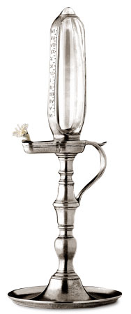 Timeglass oljelampe (vegetabilsk olje), grå, Tinn og Glass, cm h 33