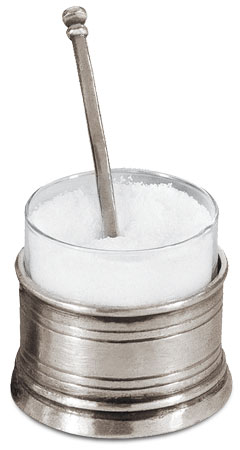 Salzschale mit Zinnlöffel, Grau, Zinn und Bleifreies Kristallglas, cm Ø 5