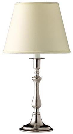 Table lamp with raw silk shade, grey, Pewter, cm h 49