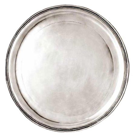Vassoio rotondo, grigio, Metallo (Peltro), cm Ø 37,5