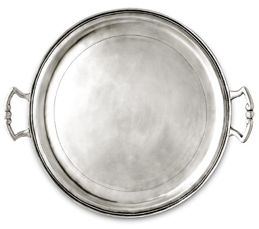 Round tray with handles, grey, Pewter, cm Ø 37,5