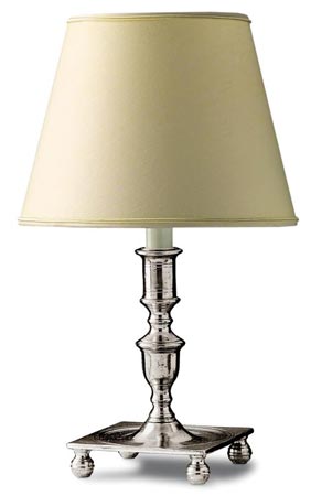 Tischlampe Landhausstil, Grau, Zinn, cm h 34