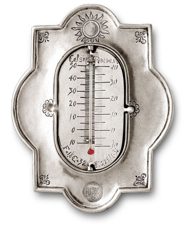 Θερμόμετρο τοίχου, Γκρι, κασσίτερος και γυαλί, cm 16x20