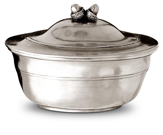 Acorn lidded bowl, серый, олова, cm 12x10