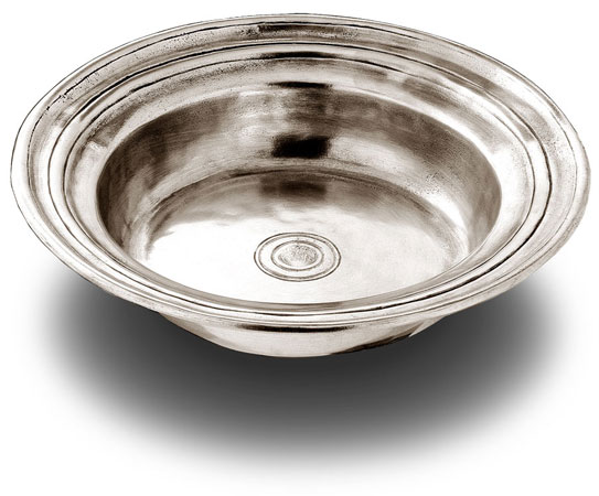 Round incised bowl, grey, Pewter, cm Ø 26,5