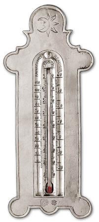 Thermomètre, gris, étain et Verre, cm h 19
