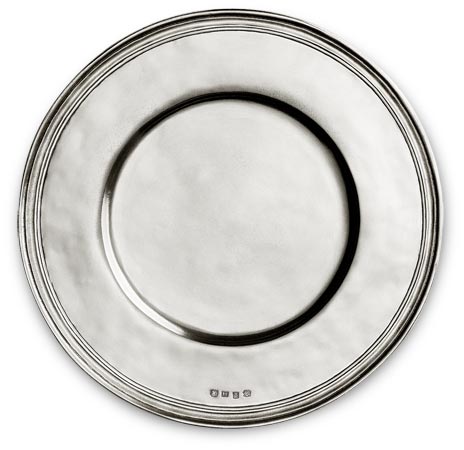Блюдо с гравированным краем, серый, олова, cm Ø 34