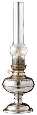 Lampe à pétrole, gris, étain et Verre, cm h 46