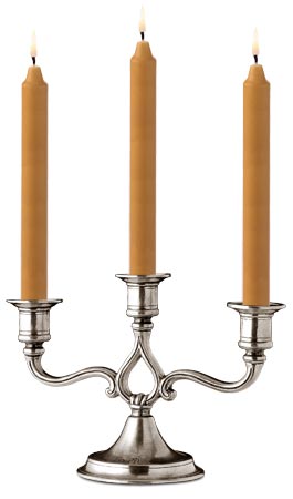 Candeliere 3 fiamme, grigio, Metallo (Peltro), cm h 16