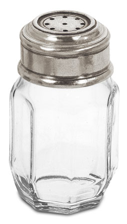 Salz Streuer, Grau, Zinn und Glas, cm h 8