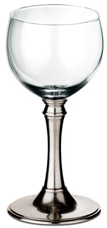 Ποτήρι κρασιού γυάλινο τύπου balloon, Γκρι, κασσίτερος και γυαλί, cm h 15,5 x cl 19