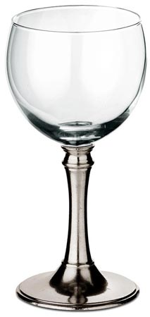 Ποτήρι κρασιού γυάλινο τύπου balloon, Γκρι, κασσίτερος και γυαλί, cm h 16 x cl 25