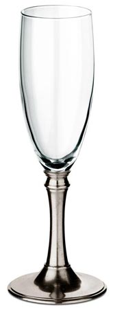 Ποτήρι για αφρώδη οίνο γυάλινο τύπου flute, Γκρι, κασσίτερος και γυαλί, cm h 20,5 x cl 17