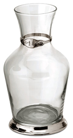 Dekantierflasche auf Fuß, Grau, Zinn und Glas, cm h 22  lt 1