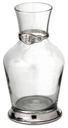 Carafa din sticla si metal, gri, Cositor și Sticlă, cm h 18  lt 0,5