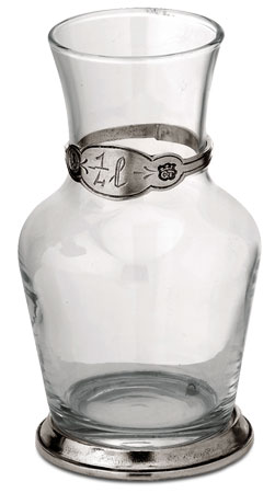 Carafa din sticla si metal, gri, Cositor și Sticlă, cm h 14 lt 0,25