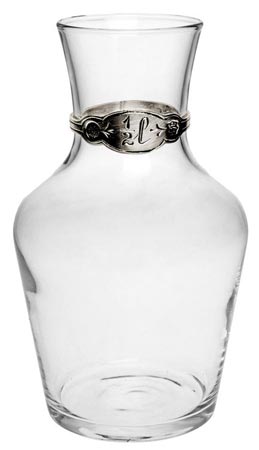 Carafa din sticla si metal, gri, Cositor și Sticlă, cm h 16,5