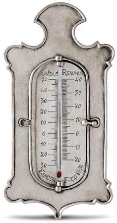壁掛け温度計, グレー, ピューター および ガラス, cm 11xh27