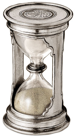 Hourglass round, grey, Pewter and Glass, cm h 12 -  2,5 minutes