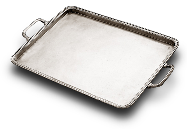 Rectangular handles tray, grey, Pewter, cm 45x35,5