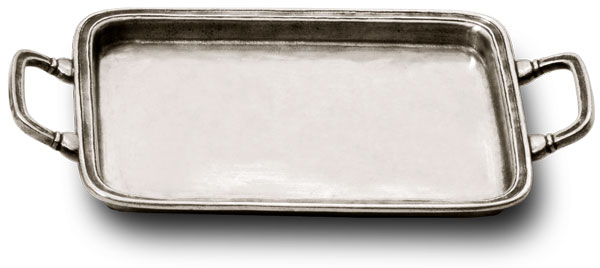 Rectangular handles tray, grey, Pewter, cm 20x16