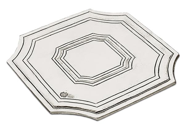 Piatto (sottobottiglia), grigio, Metallo (Peltro), cm 13,5x13,5