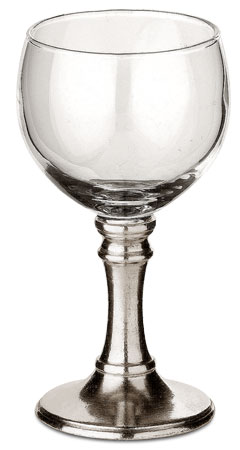 Sherryglass, grå, Tinn og Glass, cm h 11,5 x cl 9,5