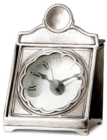 Deskclock with lens, grey, Pewter and Glass, cm 9x8