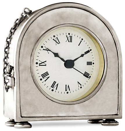 Table clock, grey, Pewter and Glass, cm h 13