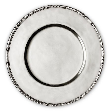 Сервировочная тарелка с кантом, серый, олова, cm Ø 32