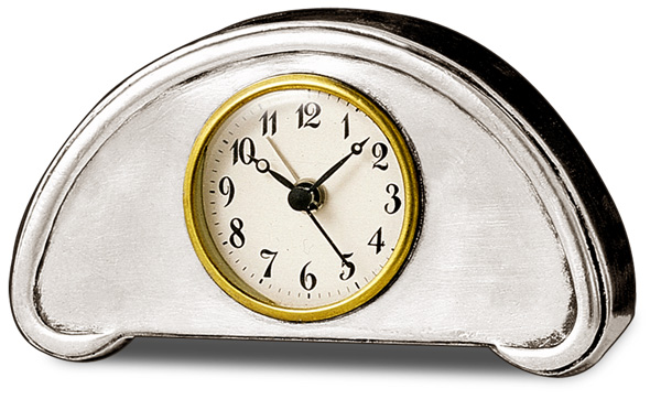 Ρολόι ξυπνητήρι, Γκρι, κασσίτερος και γυαλί, cm 13x7