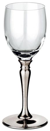 Bicchiere vino, grigio, Metallo (Peltro) e cristallo senza piombo, cm h 19 x cl 20