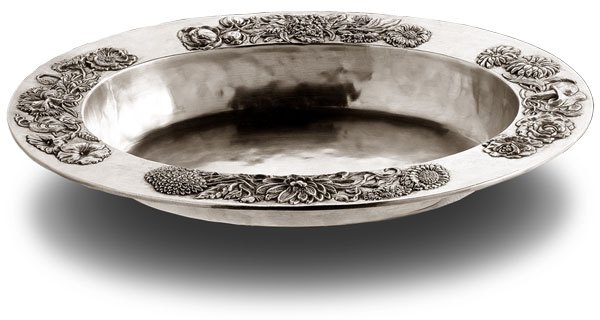 Bacile sbalzato, grigio, Metallo (Peltro), cm 44x33