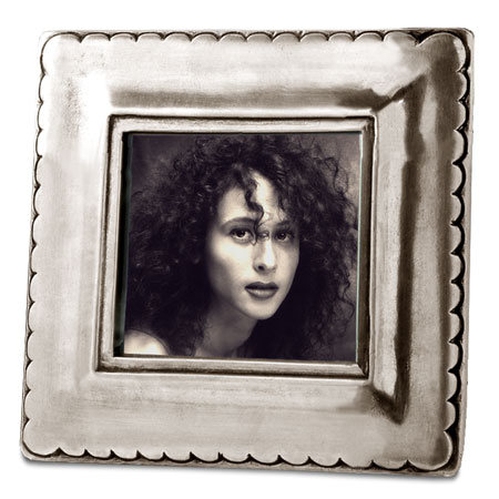 Porträtrahmen, Grau, Zinn und Glas, cm 10,5xh10,5 - photo format 7x7