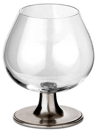 Bicchiere cognac, grigio, Metallo (Peltro) e cristallo senza piombo, cm h 11 x cl 32