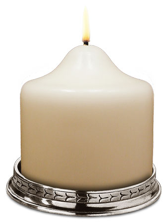 Kerzenhalter mit Kerze, Grau, Zinn, cm int. Ø 10