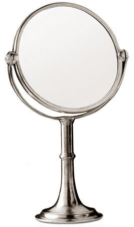 Καθρέφτης επιτράπεζιος, Γκρι, κασσίτερος και γυαλί, cm Ø20xh40