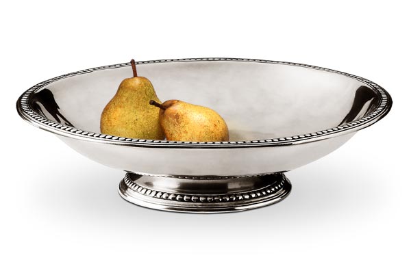 Beaded rim  footed bowl, grey, Pewter, cm Ø37,5