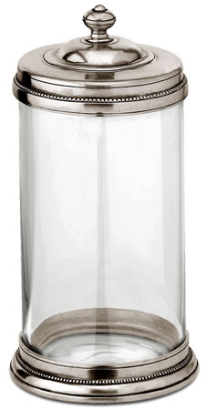 Vorratsdose aus Glas, Grau, Zinn und Glas, cm Ø12xh25 lt 1,5