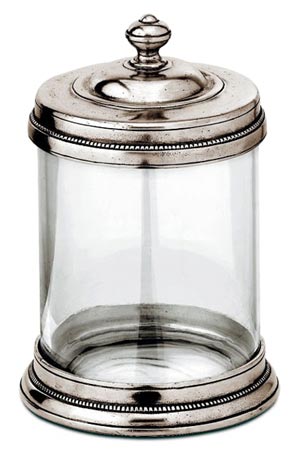 Krukke med presslokk, grå, Tinn og Glass, cm Ø12xh19 lt 1