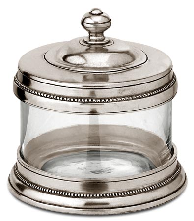 Jar, grey, Pewter and Glass, cm Ø12xh14 lt 0,50